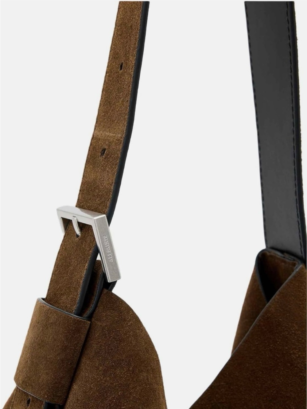 All Saints Brown Suede Shoulder Hobo - Picture 3 of 4